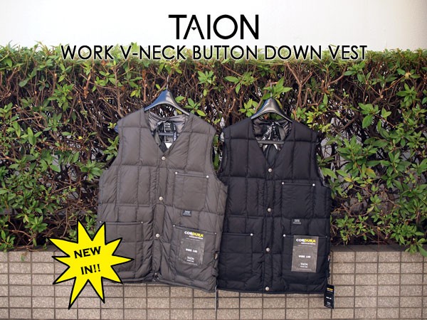 TAION / タイオン】001BWK Work V-Neck Button Down Vest. 新