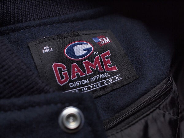 GAME SPORTSWEAR / ゲームスポーツウェア】Leather Sleeve Varsity