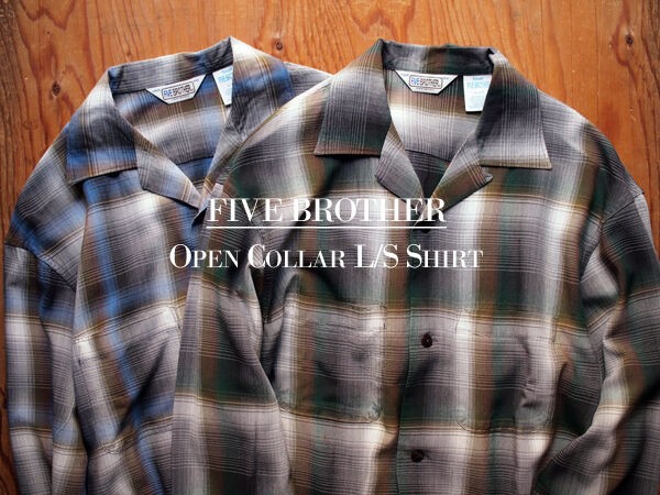 FIVE BROTHER / ファイブブラザー】Open Collar L/S Shirt. 1960年代風