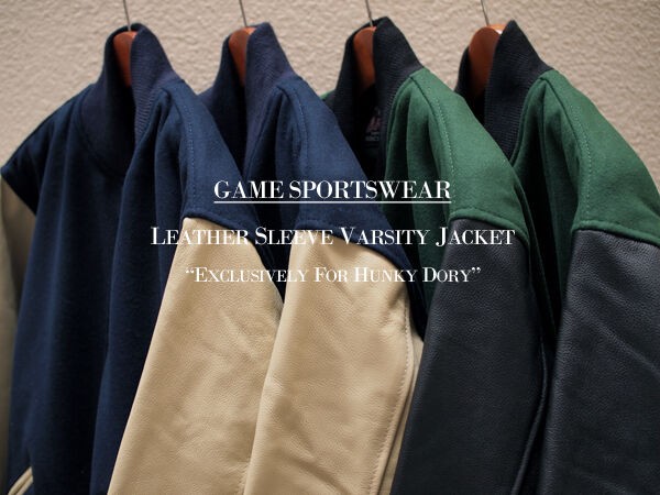GAME SPORTSWEAR / ゲームスポーツウェア】Leather Sleeve Varsity