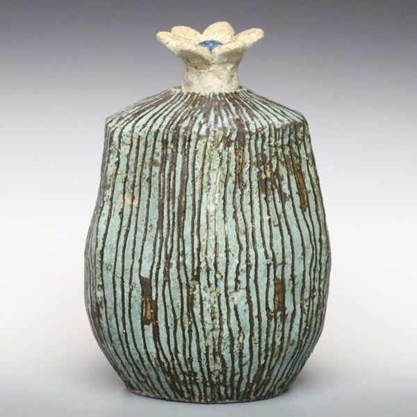 蓋付き花瓶 増田エミ 陶製花器 手びねりで作った花入れ : 茶器chaki