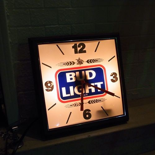 1980's BUD LIGHT WALL CLOCK : CHARCOAL*GREEN Furniture BLOG NEWS