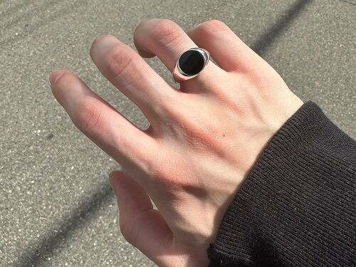 ONYX RING SIGNET FLAT ROUND ／ mollive : CHARCOAL*GREEN BLOG
