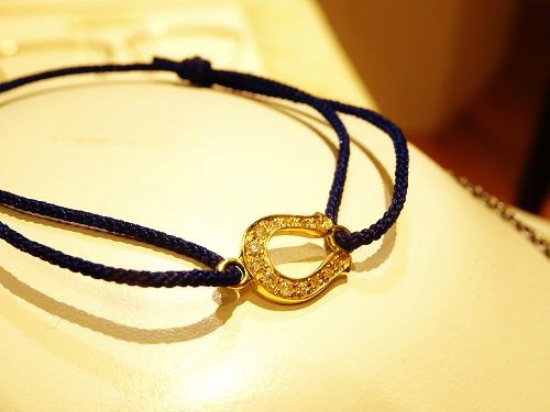 SYMPATHY OF SOUL・Horseshoe Amulet Cord Bracelet - K18 Yellow Gold