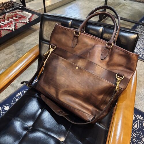 キムタクLEATHER NELSON 2WAY BAG / BROWN : CHARCOAL*GREEN BLOG NEWS