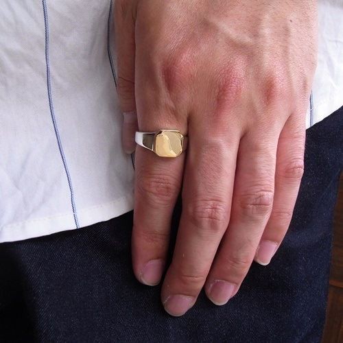 COMBI SIGNET RING SV+K18 : CHARCOAL*GREEN Furniture BLOG NEWS