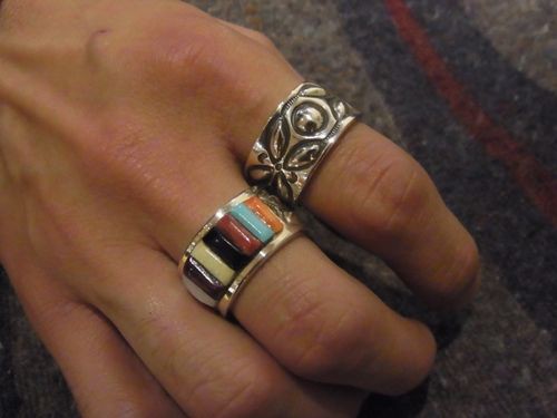 Ray Adakai Inlay＆Double Stamp Ring : CHARCOAL*GREEN BLOG NEWS