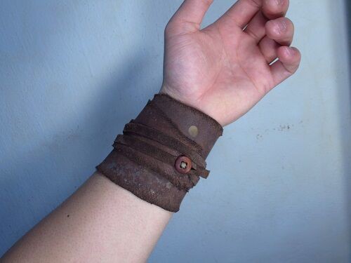 gbb custom leather JD PIRATE WRIST WRAP BRACELET : CHARCOAL*GREEN