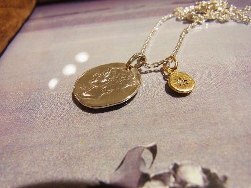 Liberty Head Necklace - Silver w/K18Yellow Gold Glory Charm 