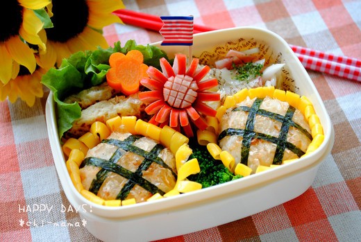 掲載その１０ にわとりさんのお弁当 ひまわりのお弁当 キャラ弁 デコ弁 Happy Days