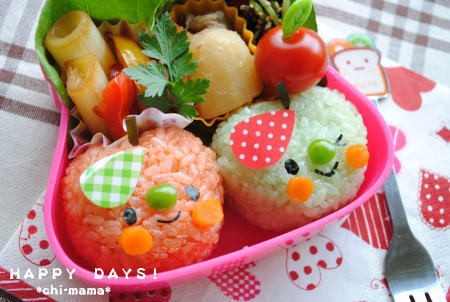 りんごのおにぎりのお弁当 キャラ弁 デコ弁 Happy Days