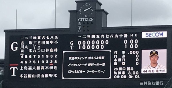 阪神甲子園球場の新しいスコアボードどう ちな虎やが 阪神タイガースまとめ