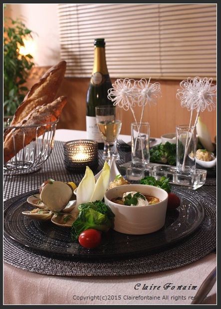 北欧食器でイタリアン 春色フラン Clairefontaine