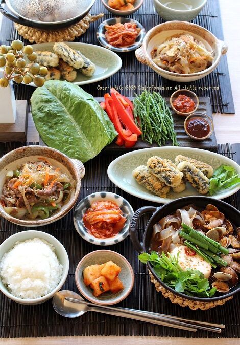 あさりと豆腐のチゲ プルコギとか おうち韓国料理 Clairefontaine