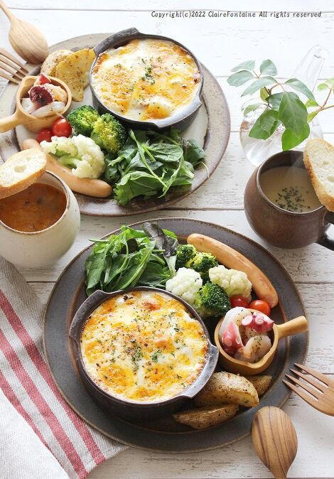 チキンライスドリア！海老とタコのマリネ！でワンプレート