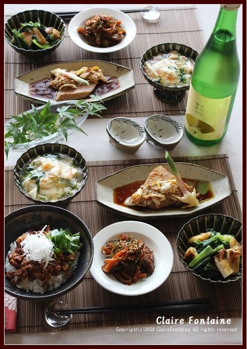 角煮まぶし丼 と 低温調理で メカジキの中華煮 Clairefontaine