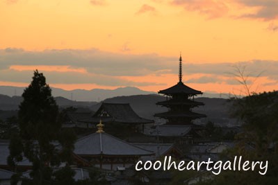 奈良県斑鳩町の法隆寺の夕景 12月23日分。 : 風景写真家・西川貴之の