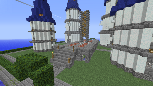砦の上 海上に何か建てよう 教会っぽくなってきた Minecraft クラフト生活記