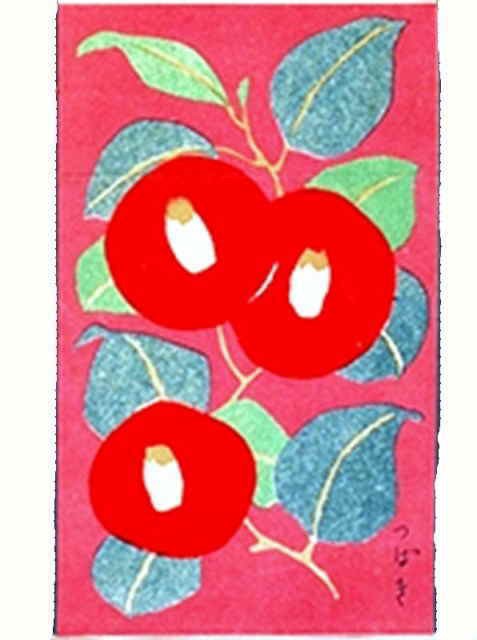 2月,椿の花の塗り絵-竹久夢二 : クレヨン則さんの塗り絵