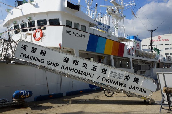 実習船が遠路はるばる 船と花と風景と