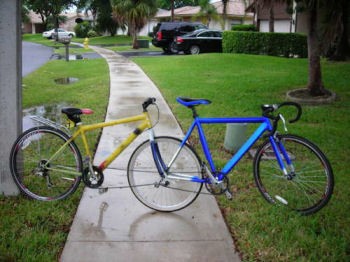 お得なセット価格 自作のタンデム自転車 2人とも漕げます。 自転車本体