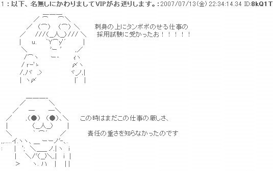 なつかしネタ やる夫 刺身の上にタンポポのせる仕事の採用試験に受かったお Dの側面