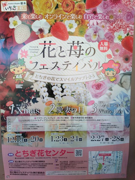 花と苺 ◇ 花と苺のフェスティバル ～とちぎの花でスマイルアップ1～が開催されます ＠とちぎ花センター 栃木市 : soba de sova
