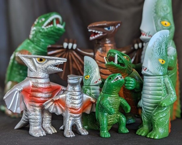 昭和ガメラ＆ギロン＆ギャオス（日東復刻）ソフビフィギュア9体セット