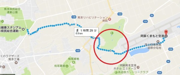 えがお健康スタジアムから熊本空港まで徒歩で行く ｊリーグマスコットのことばかり考えるブログ