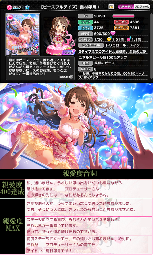 ﾃﾞﾚｽﾃ ピースフルデイズ 島村卯月 台詞まとめ My Dragon Sleepy Follower