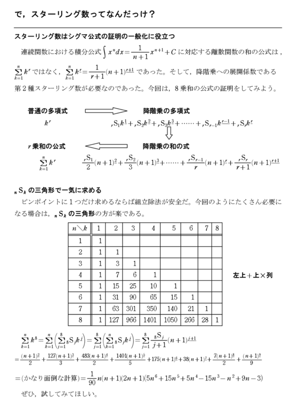 で スターリング数ってなんだっけ 怜悧玲瓏 高校数学を天空から俯瞰する