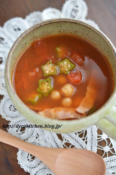 5分で 包丁まな板いらず ひよこ豆とオクラのチリコンカン風スープ 食欲不振 夏バテ予防 美肌にも です Decoの小さな台所 体にやさしい妄想料理レシピ 薬膳メモ付き Powered By ライブドアブログ