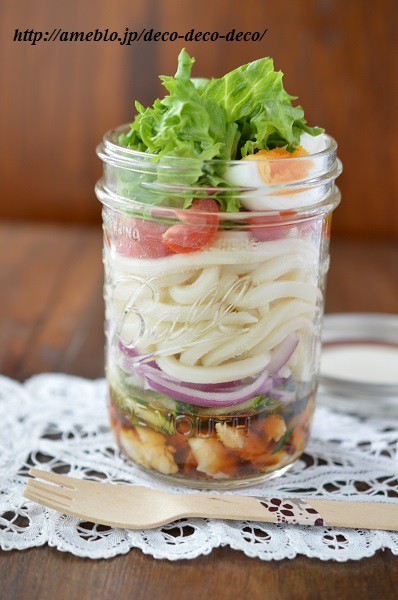 簡単便利 ささみとゆで卵のジャーサラダうどん レシピブログ Love メイソンジャー 発売 Decoの小さな台所 体にやさしい妄想料理レシピ 薬膳メモ付き Powered By ライブドアブログ