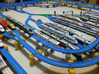 プラレール線路 アドバンス複線高架レイアウト グレー色複線ブロック