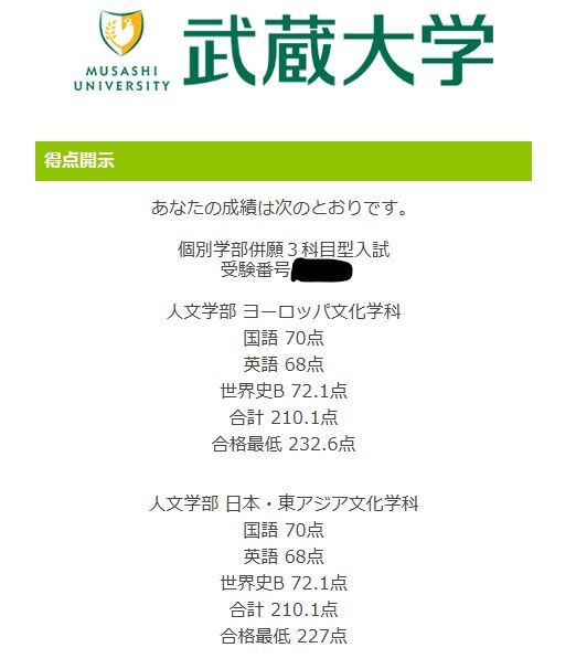 武蔵 大学 合格 発表