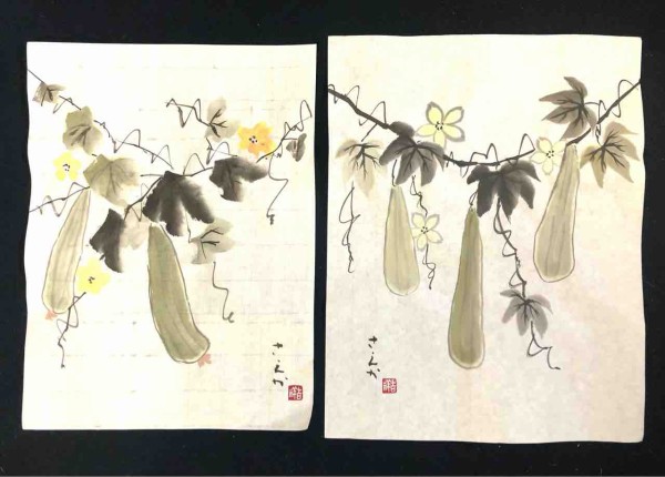 西日暮里上級クラス 糸瓜を描く : 橙月水墨画教室 Sumi-e class