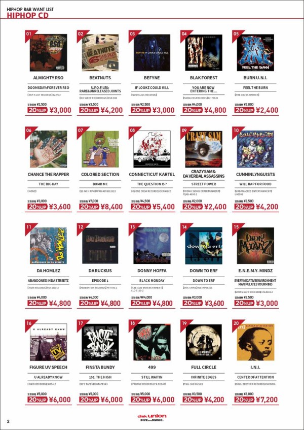 高価買取リスト】HIP HOP/R&B WANT LIST(2023.2)※2023年5月31日