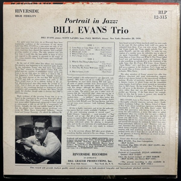 中古/ジャズ】ビル・エヴァンスの『PORTRAIT・IN・JAZZ