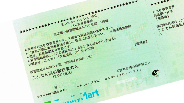 モンスターバッシュ モンバス 一日券 チケット8/19 2枚とバス、駐車券コメント失礼します