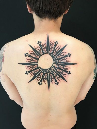 トライバル月と太陽 栃木県鹿沼市 宇都宮市のドラゴンタトゥースタジオ Dragontattoostudio