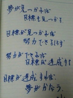 夢と目標 努力あるのみ 絆と襷 県縦への道 微速前進
