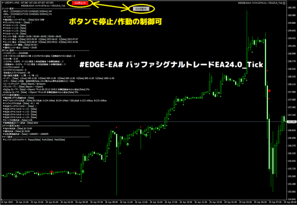 EDGE-EA# バッファシグナルトレードEA24.0 （ボタンで停止/作動の制御可） : MT4 インジケーター倉庫クラウド館