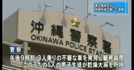 大麻所持容疑で高校生逮捕 うちな ニュース