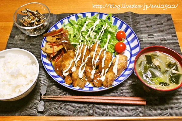 カレー照り焼きチキンの献立 美味しいごはん