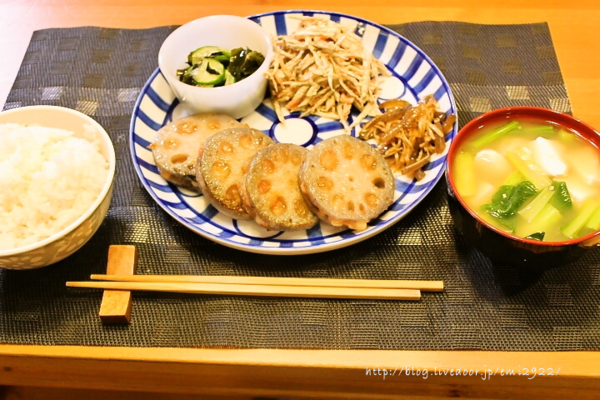 蓮根の海老はさみ焼きの献立 美味しいごはん