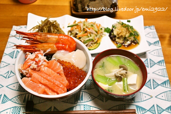 豪華海鮮丼の献立 美味しいごはん