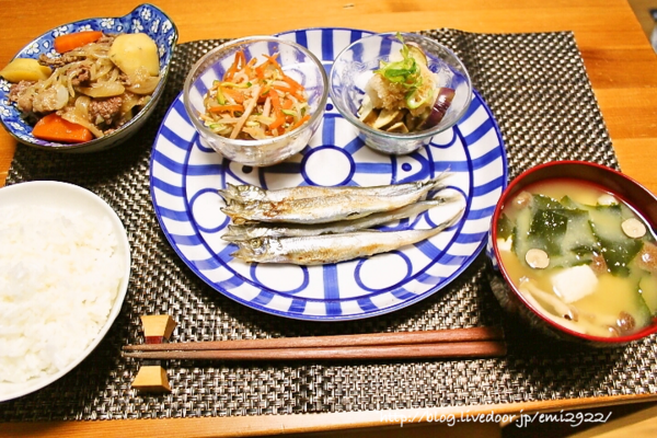 焼きししゃもの献立 美味しいごはん