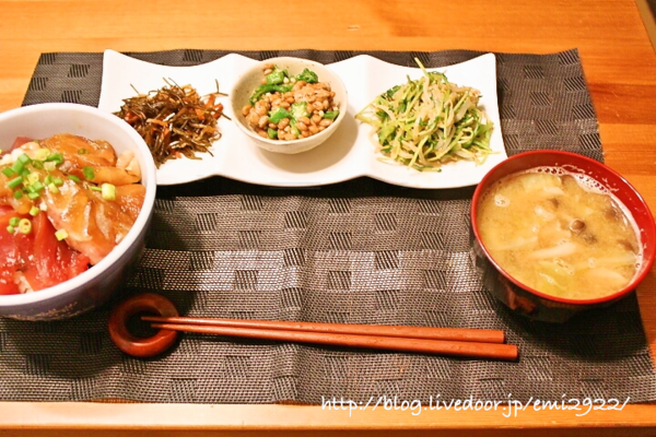 マグロと鯛の漬け丼の献立 美味しいごはん