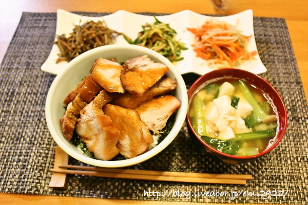 煮豚丼の献立 美味しいごはん