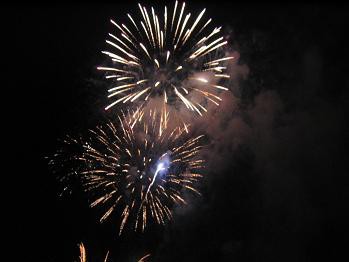 コナの花火と夕焼け 独立記念日 ハワイ島でハワイ気分 Byﾊﾜｲ情熱星空ﾂｱｰｽﾞ